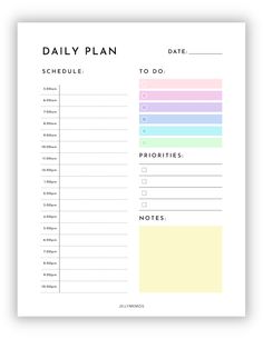 the daily planner is shown in pastel colors