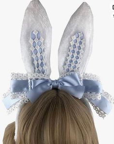Cute Bunny Accessories, Blue Harajuku Costume Accessories, Light Blue Witch Hat, Harajuku Blue Cosplay Costume For Halloween, Blue Cat Ears Headband, White Rabbit, Bunny Ear, Halloween