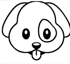 a cartoon dog's face with the word happy on it