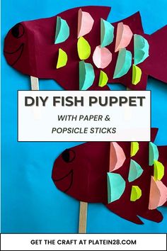 🐠 This DIY fish puppet is a summer craft that kids can actually play with! Simple supplies, minimal mess and countless minutes of creative playtime! Fish Paper Bag Puppet, 3d Fish Craft Ideas, African Fish Puppet, 3d Fishes Craft, Fish Puppets On Stick, Fish Crafts Kids, Summer Art Projects, Construction Paper Crafts, Summer Crafts For Kids