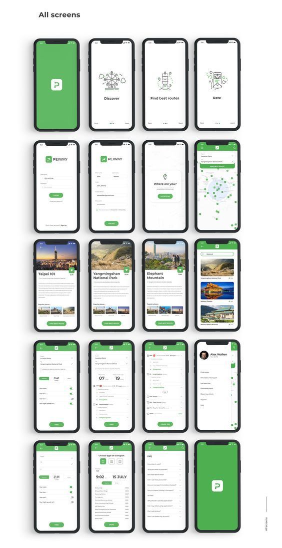 the green and white iphone wallpaper is arranged on top of each other, with different screens