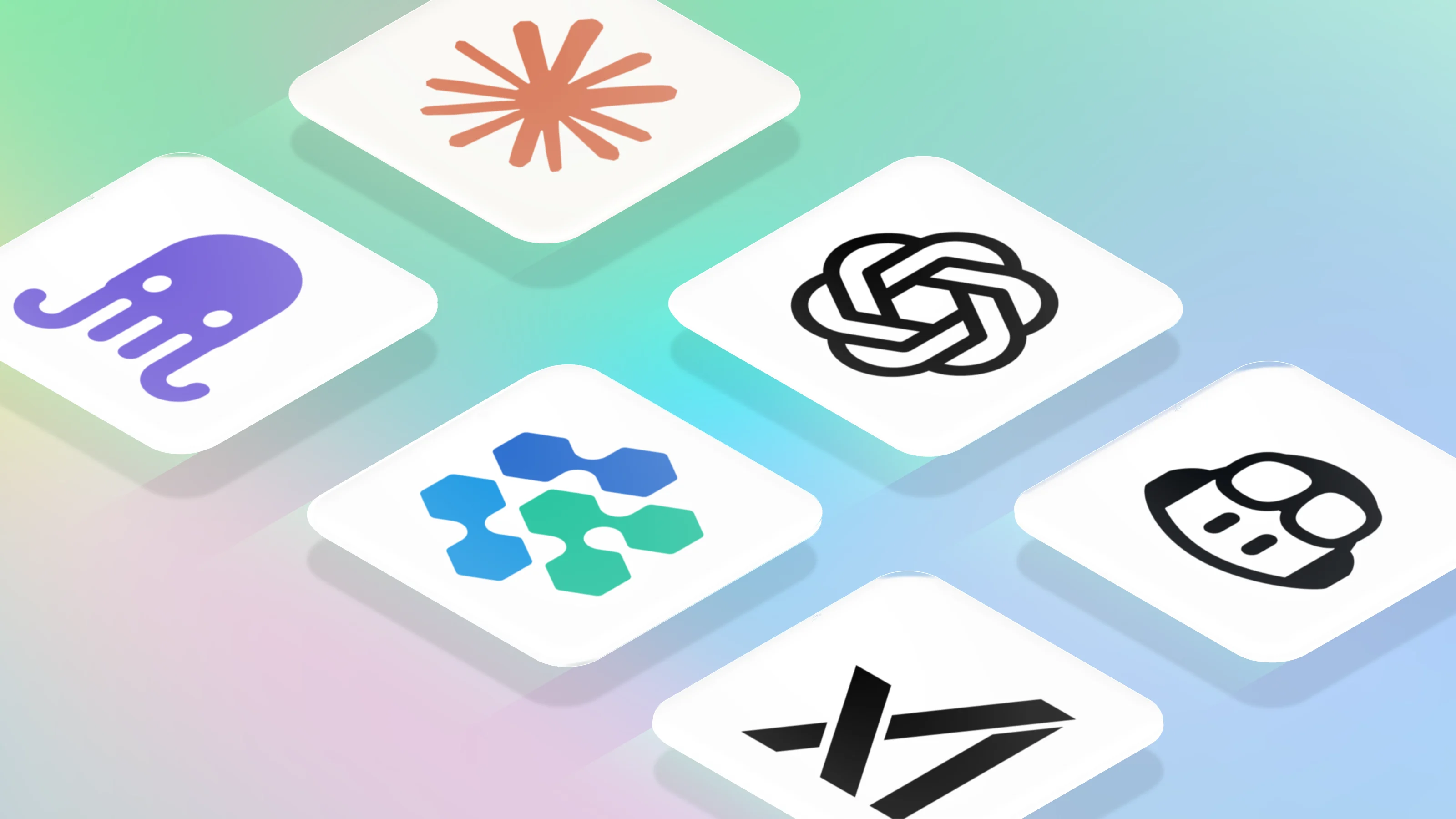 Product icon logos of agents from Anthropic, OpenAI, GitHub, Google, Cognition, and xAI across a multi-colored background.