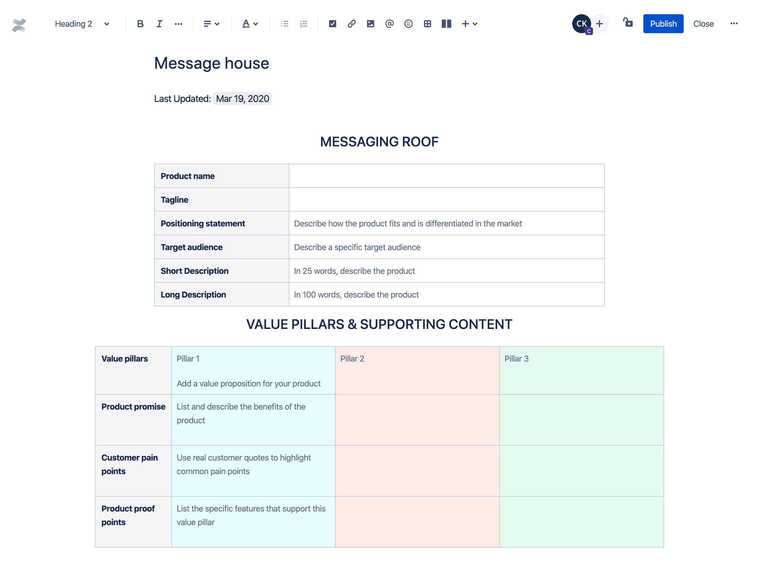 Message house template preview