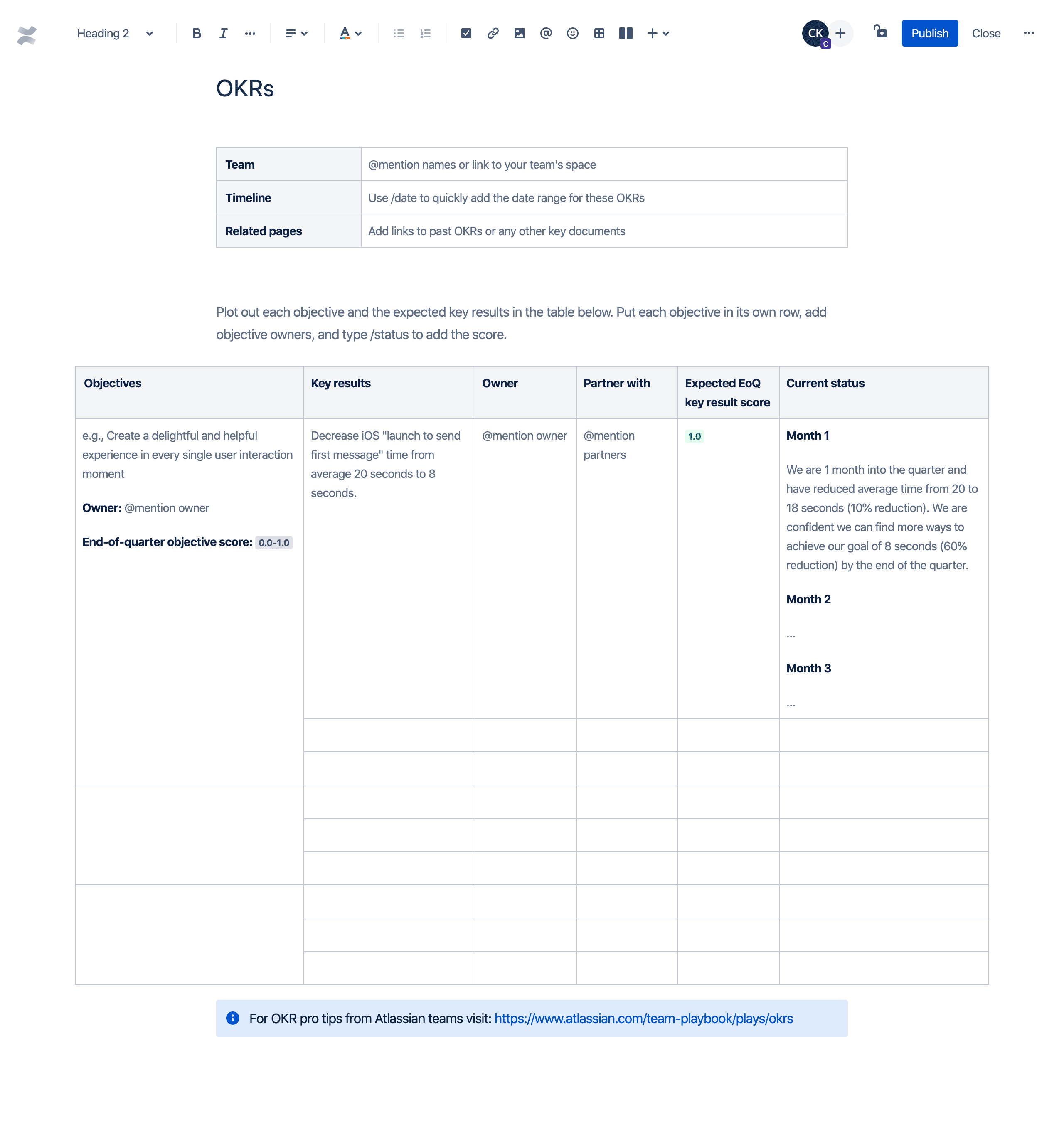 OKRs template preview