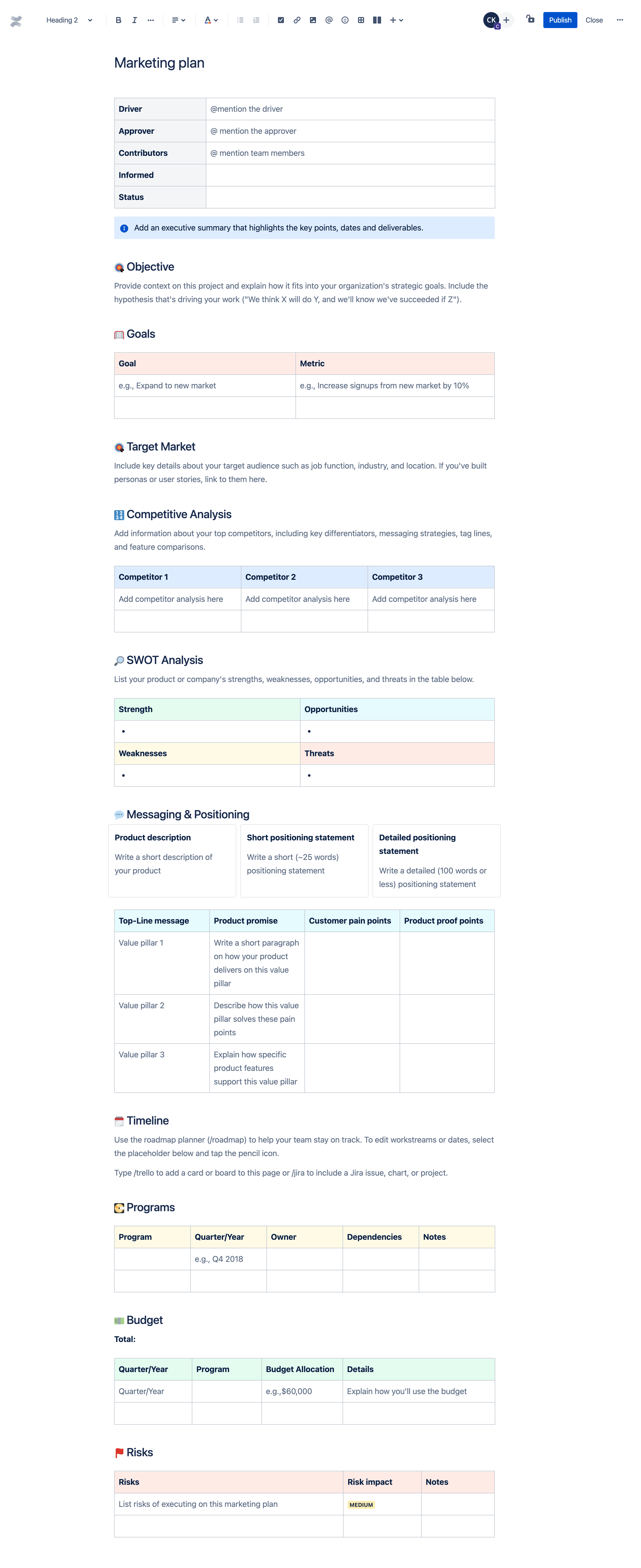 Marketing plan template preview