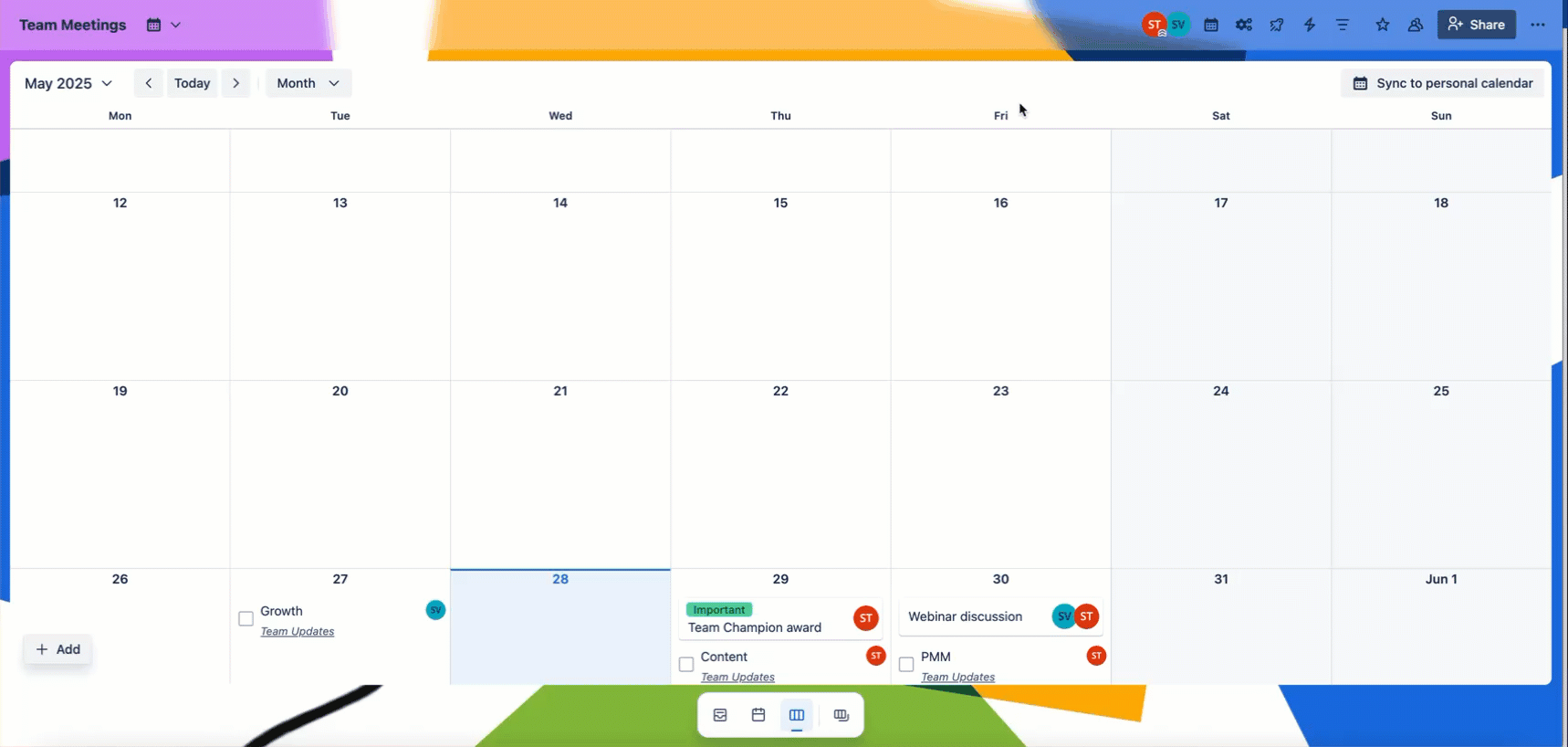 Enable sync to personal calendar option and enable URL