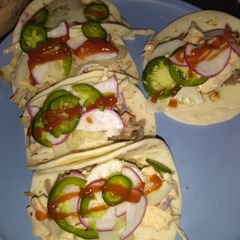 Spicy pork slaw taco A picture of Spicy pork slaw taco.