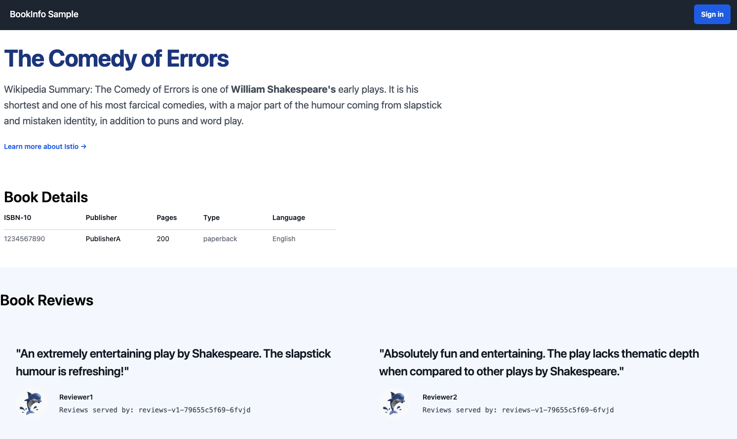 Bookinfo Web Application