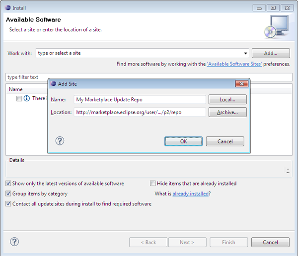 Eclipse Update Manager