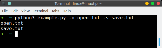 python argparse arguments in command line
