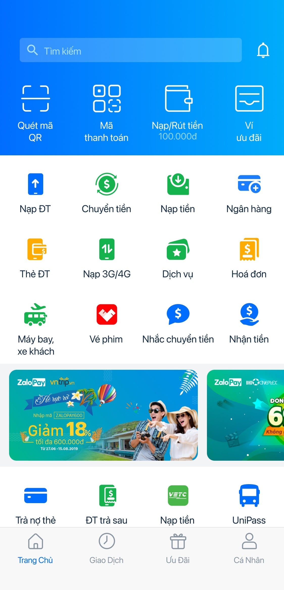 Nạp tiền thuê bao trả sau qua ZaloPay