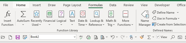 Excel toolbar with named manager Excel toolbar with named manager