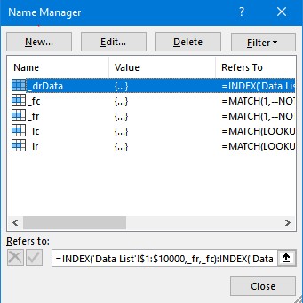 Name manager window example Name manager window example