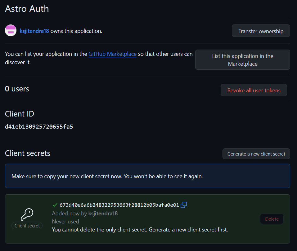 Github Client Secret
