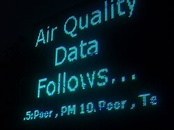 Display showing poor air quality for PM2.5 and PM10