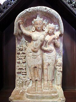 A 12th century representation of the birth of Buddha is in the Bagan Archaeological Museum at Bagan, Myanmar (Burma).