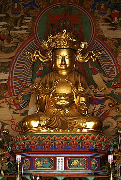 Joseon dynasty statue of Gwaneum at Beopjusa in Boeun County, North Chungcheong, South Korea.