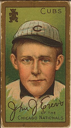 John J. Evers, Chicago Cubs, baseball card portrait