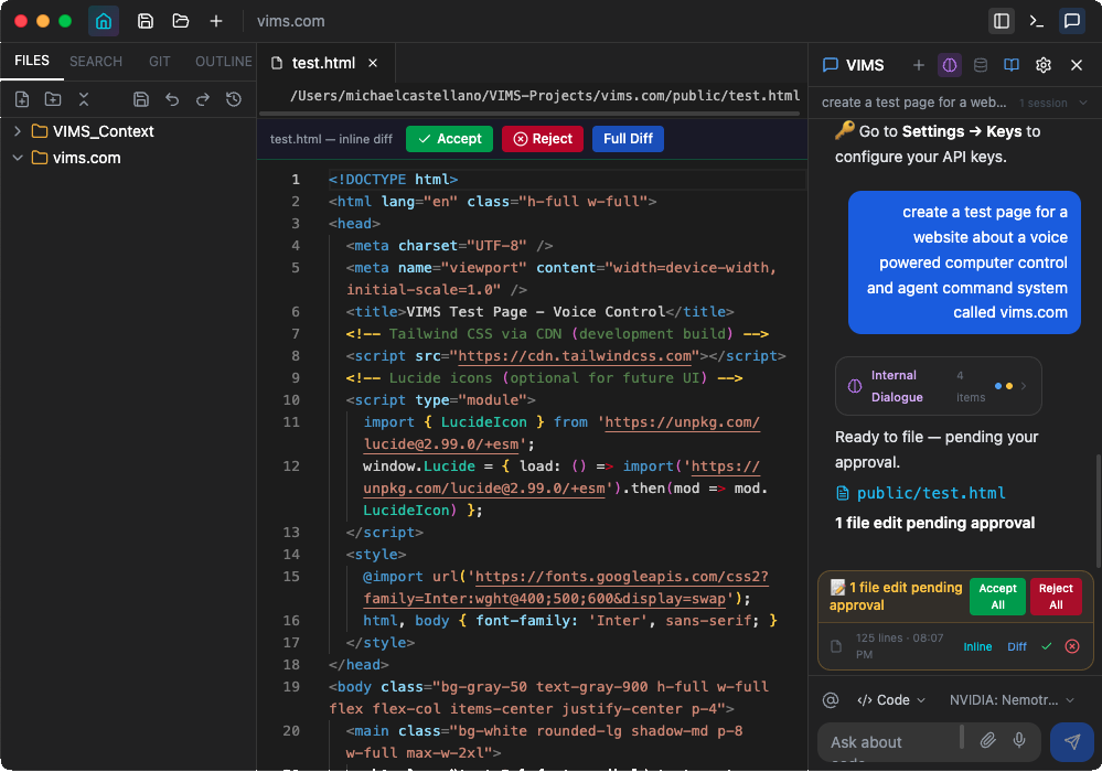 VIMS Coder IDE