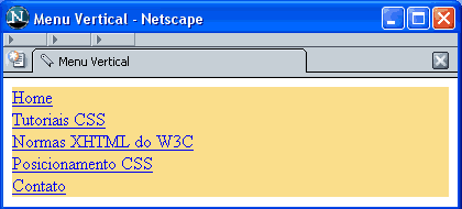 A lista não ordenada renderizada no browser com mais estilos aplicados