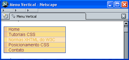 A lista não ordenada renderizada no browser com as barrinhas laterais