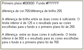 Resultados do verificador de contraste