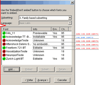 Screenshot de alerta de erros