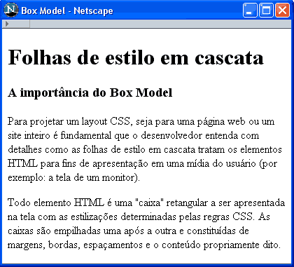 Screenshot da página no browser