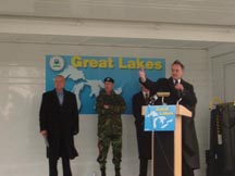 Michigan Department of Environmental Quality Director Steve Chester acknowledges the completion of the BlackLagoon Legacy Act cleanup at an onsite ceremony in December 2005