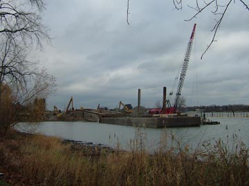 Environmental dredging equipment in place at the Black Lagoon project site