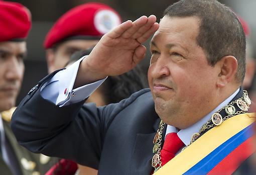 Hugo Chavez salutes during a military parade Hugo Chavez salutes during a military parade