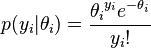 p(y_i|\theta_i)={{\theta_i}^{y_i} e^{-\theta_i} \over {y_i}!}