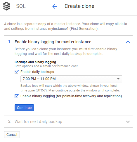 クローン ステッパーでの有効化されたバックアップの画像