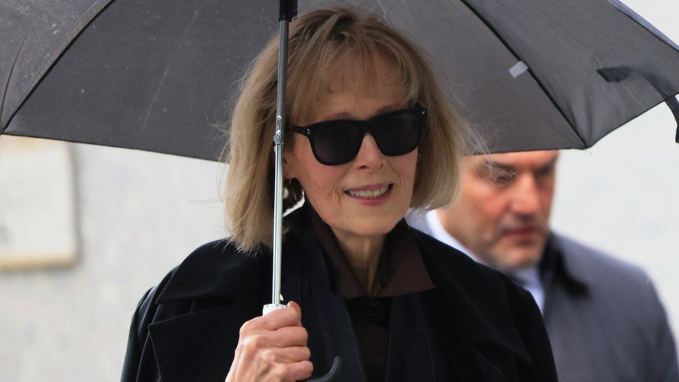 E Jean Carroll attends New York rape trial against Mr Trump