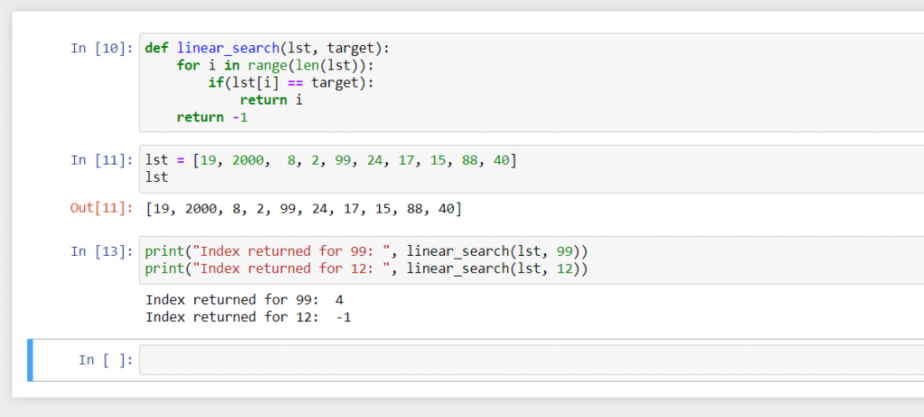 Linear Search Python Example