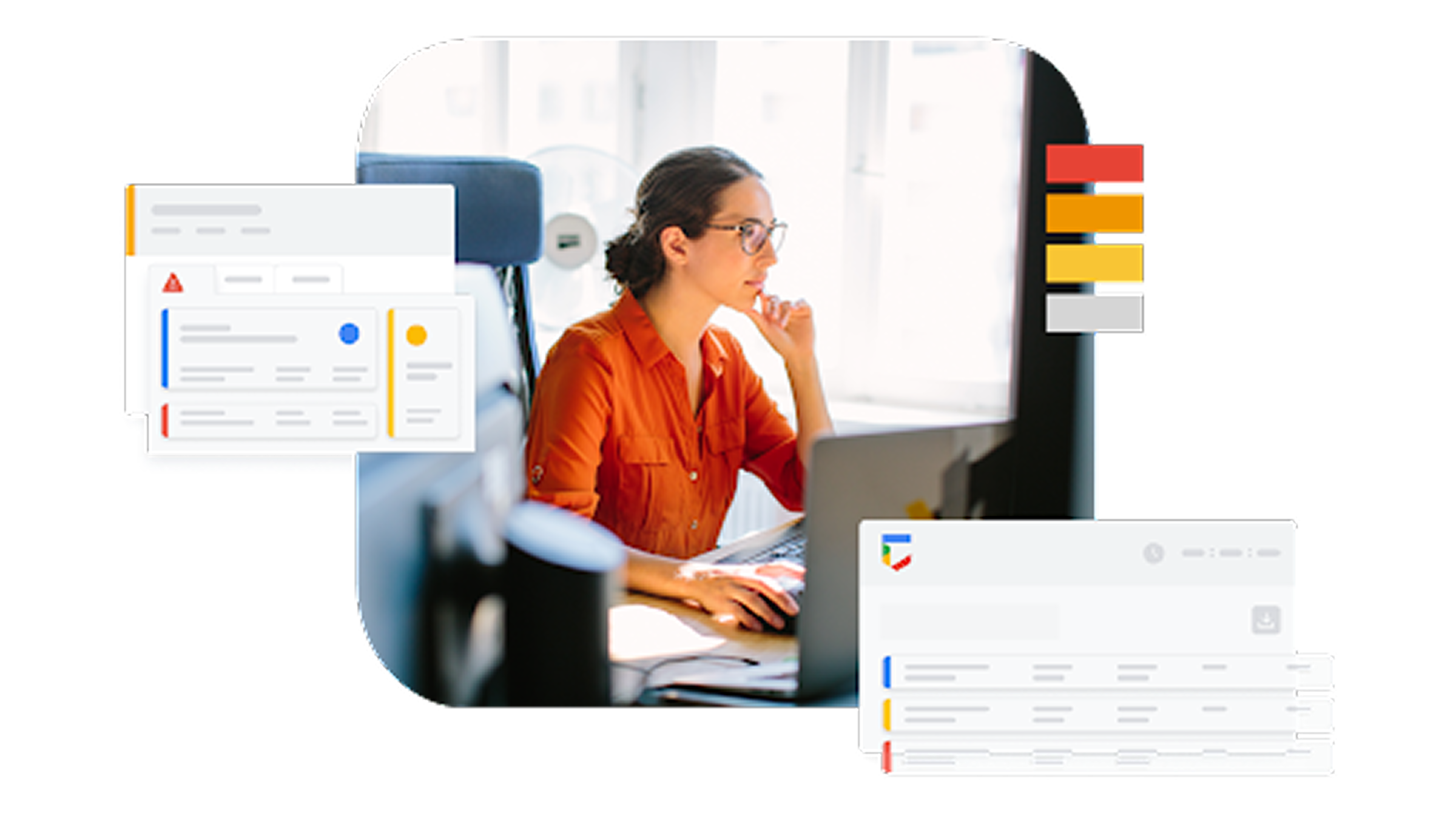 Woman looking at a dashboard