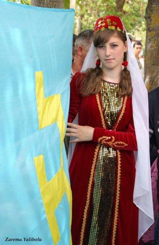 A Crimean Tatar girl at rally in 2010