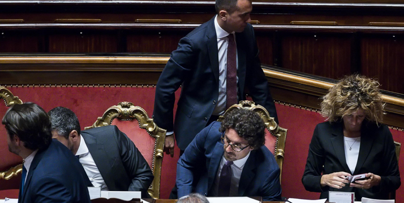 I ministri del M5S Luigi Di Maio, Danilo Toninelli e Barbara Lezzi. (ANSA/ANGELO CARCONI. ANSA/ANGELO CARCONI)