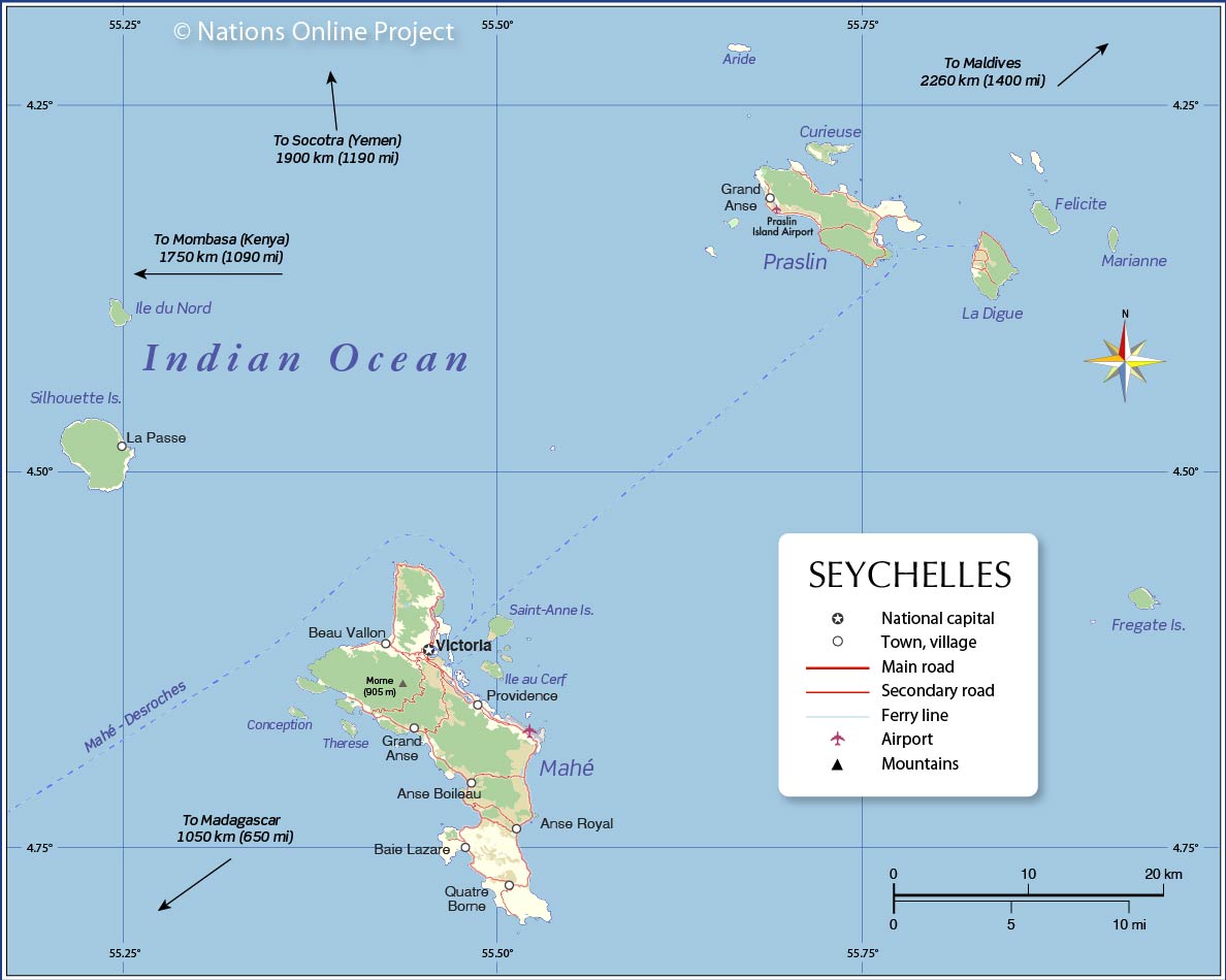 Map of Inner Islands Seychelles Seychelles Inner Islands Map