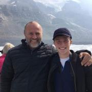 Archie Whitfield, pictured with his late father Dave, is set to embark on a third international stadium challenge to raise funds for The Brain Charity.